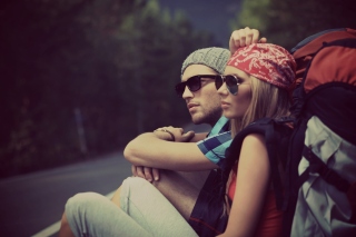 Free Man and Girl Hiking Picture for Android, iPhone and iPad