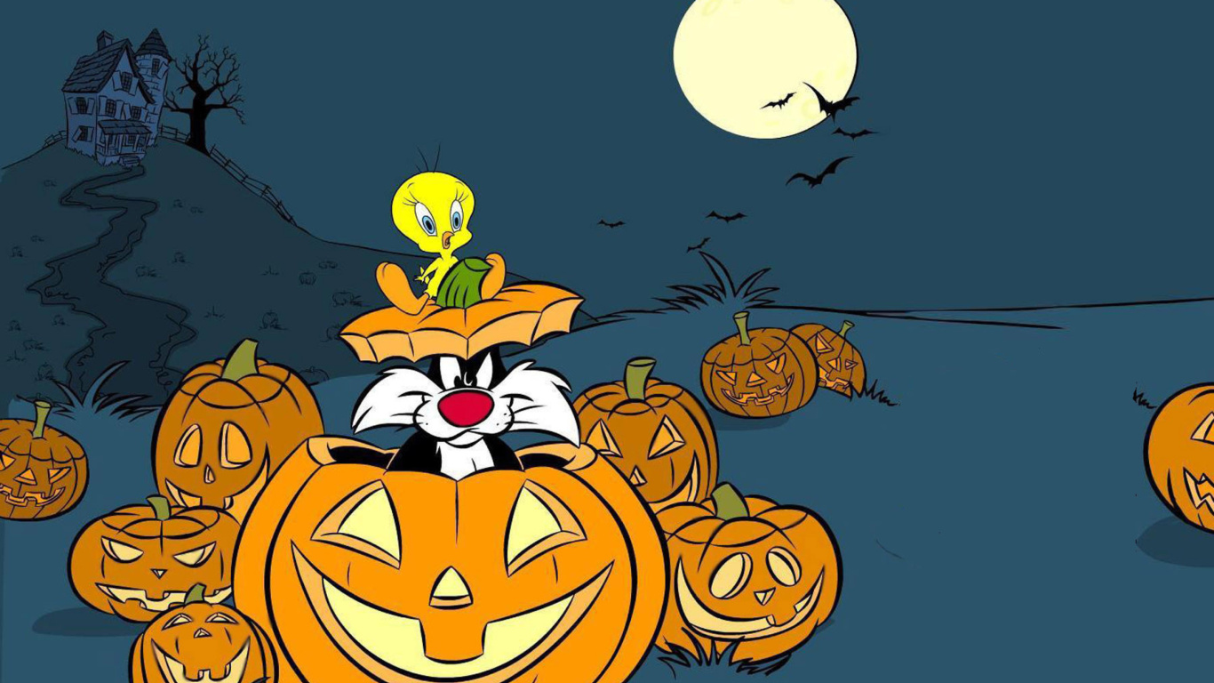 Sfondi Looney Tunes Halloween 1366x768