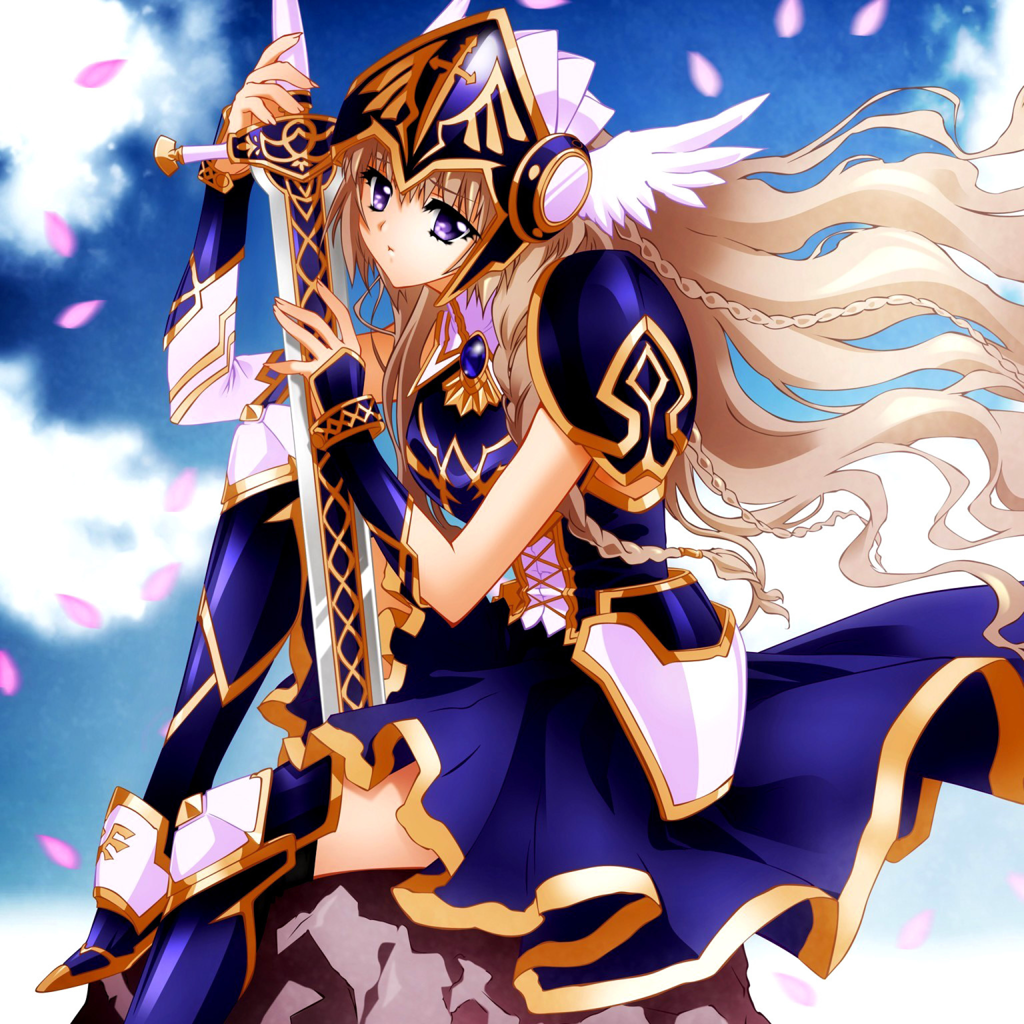 Anime warrior girl wallpaper 2048x2048