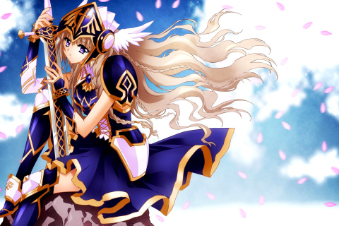 Fondo de pantalla Anime warrior girl 480x320