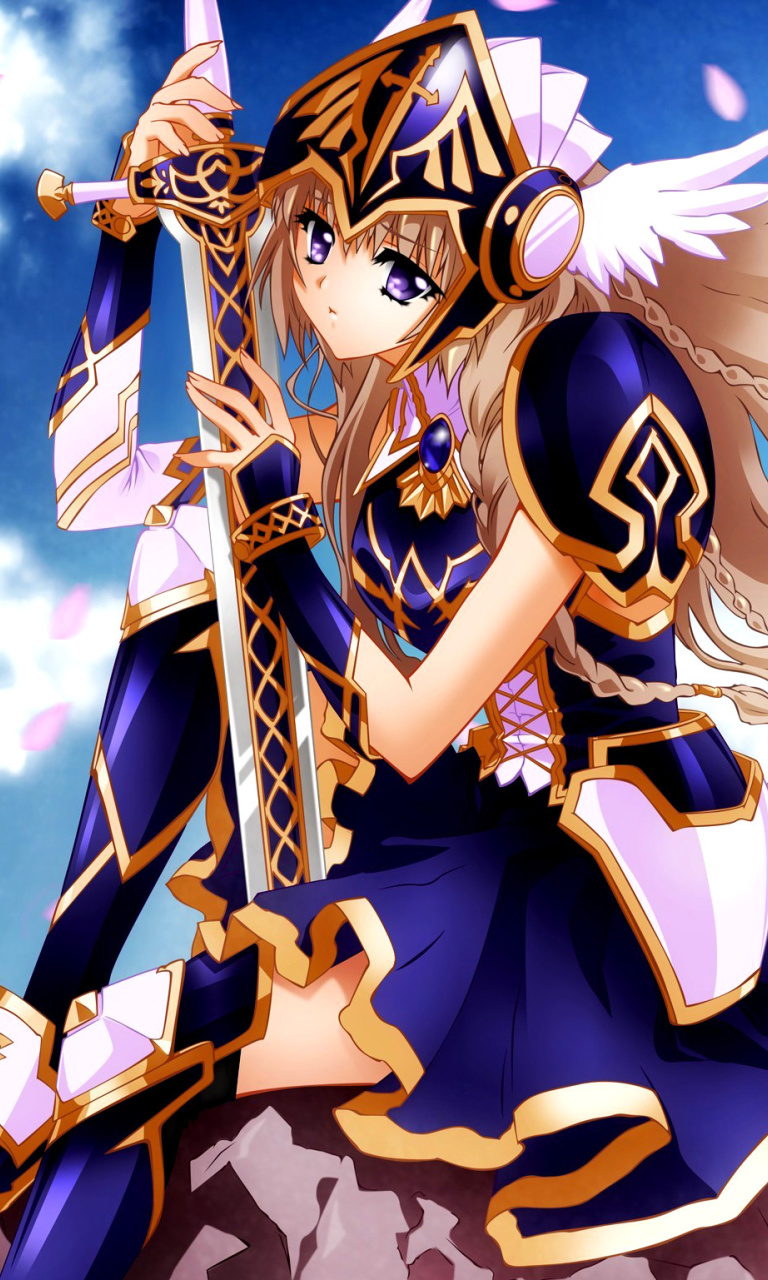 Das Anime warrior girl Wallpaper 768x1280