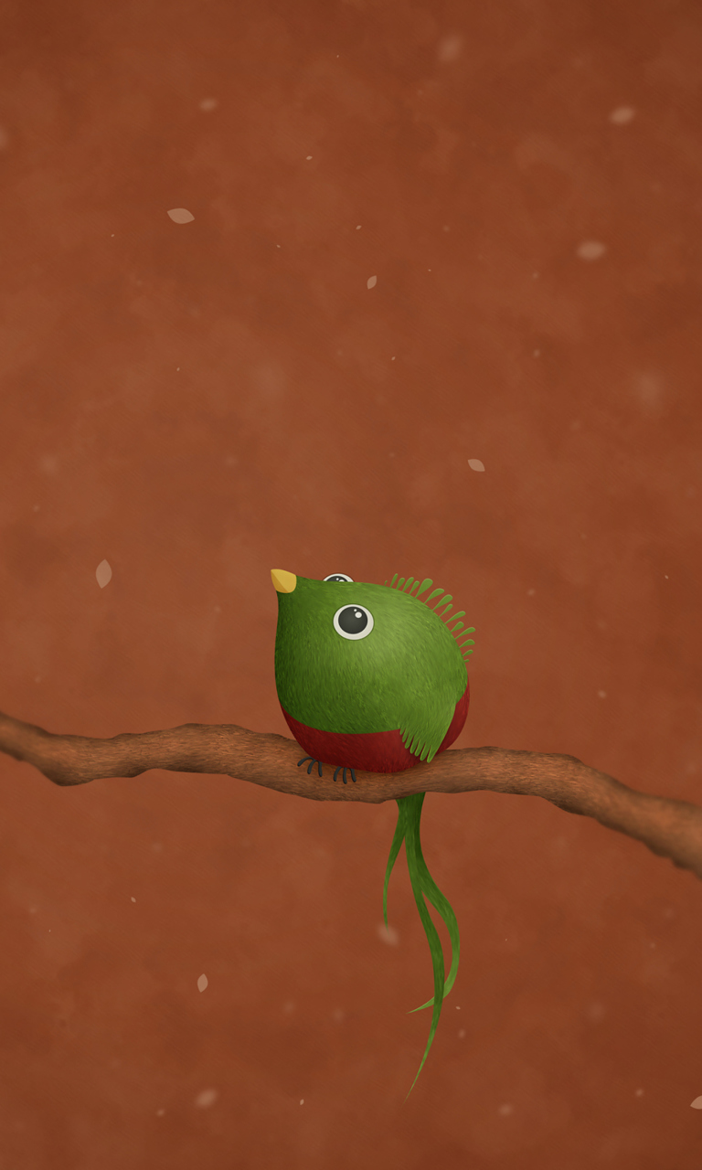 Обои Green Bird Drawing 768x1280