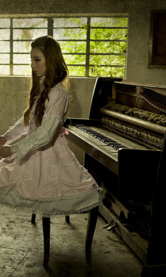 Girl And Piano wallpaper 240x400