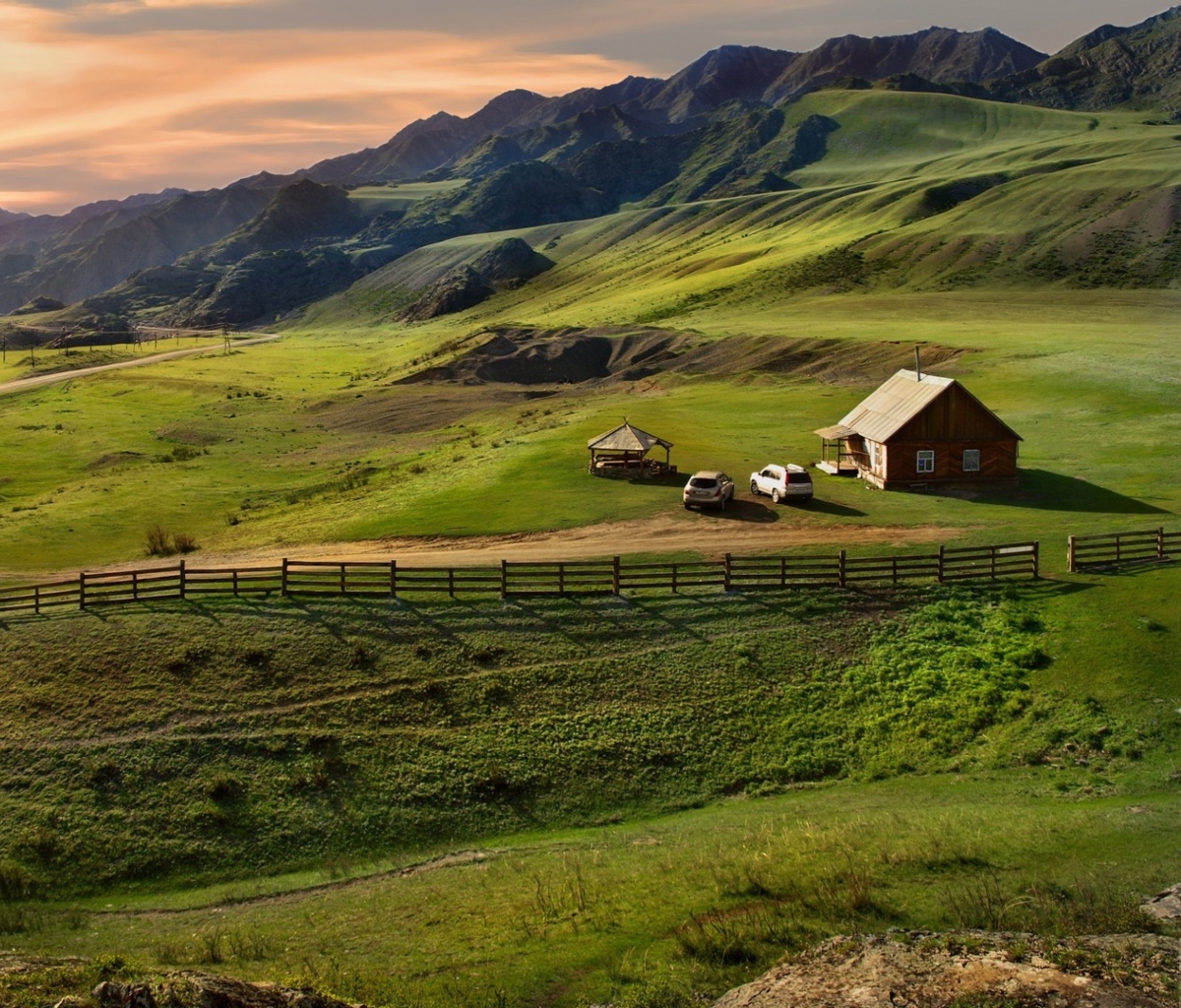 Little House In Mountains wallpaper 1200x1024