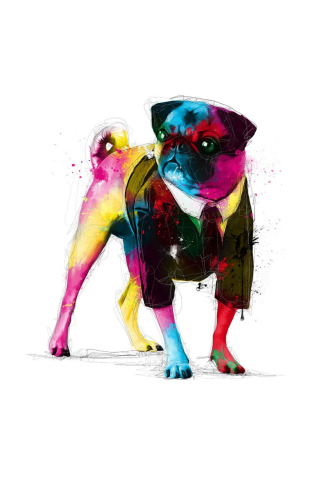 Das Dog In Suit Illustration Wallpaper 320x480