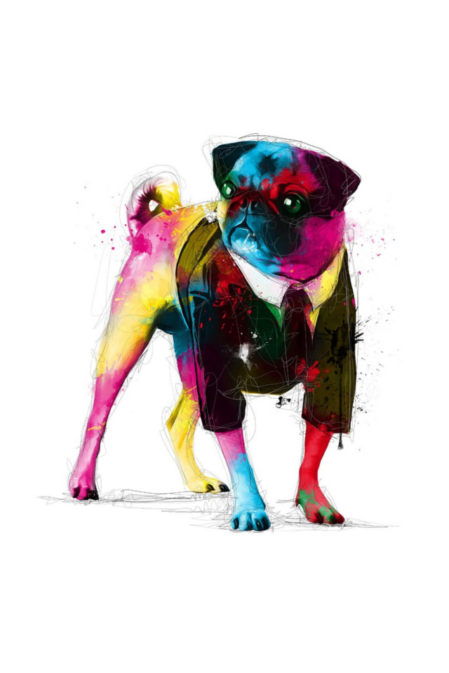 Das Dog In Suit Illustration Wallpaper 640x960