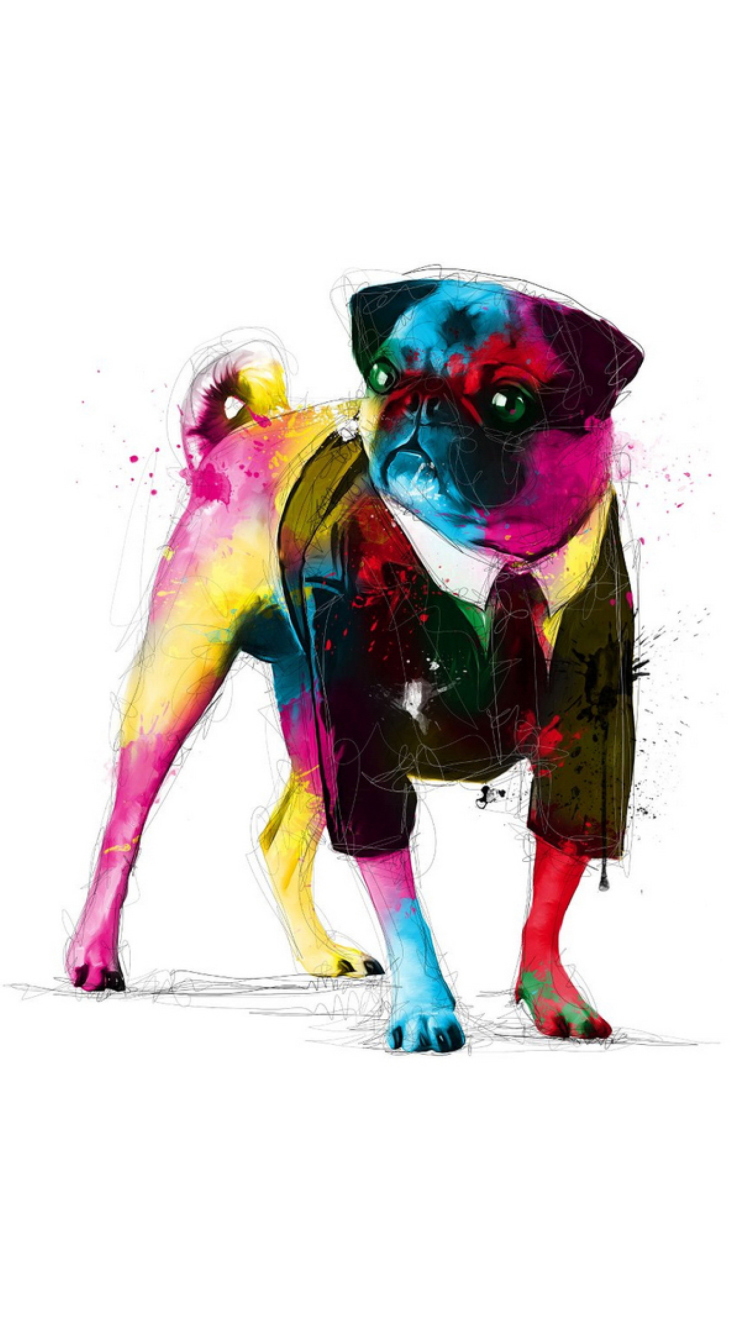 Dog In Suit Illustration wallpaper 750x1334