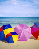 Das Umbrellas On The Beach Wallpaper 128x160