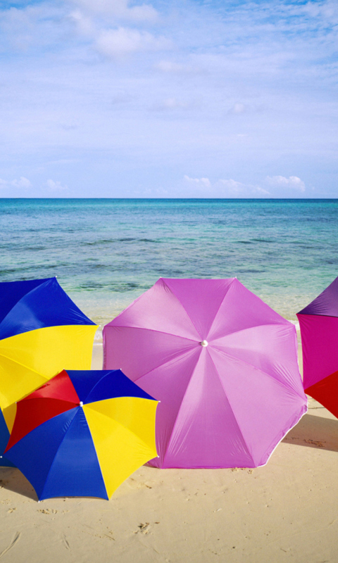 Umbrellas On The Beach wallpaper 480x800