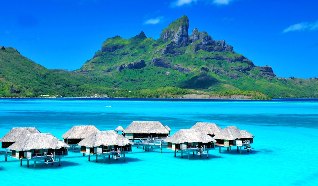 Обои Bora Bora Overwater Bungalow Hotel 1024x600