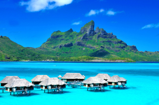 Bora Bora Overwater Bungalow Hotel Background for Android, iPhone and iPad