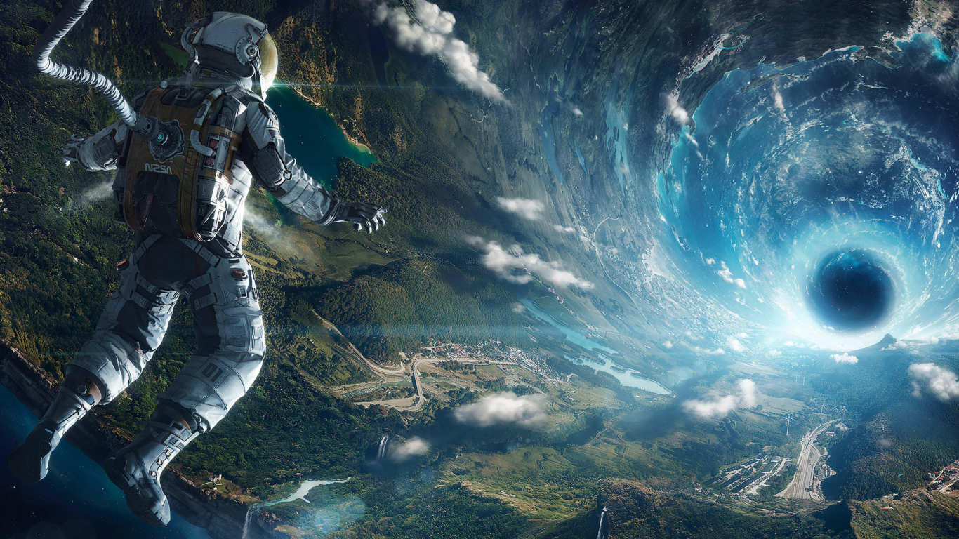 Astronaut In Space wallpaper 1366x768