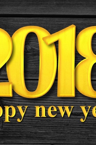 2018 New Year Wooden Texture wallpaper 320x480