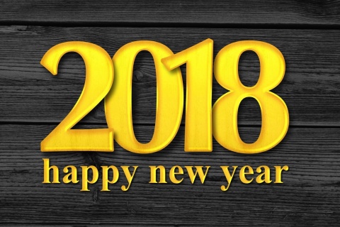 Das 2018 New Year Wooden Texture Wallpaper 480x320