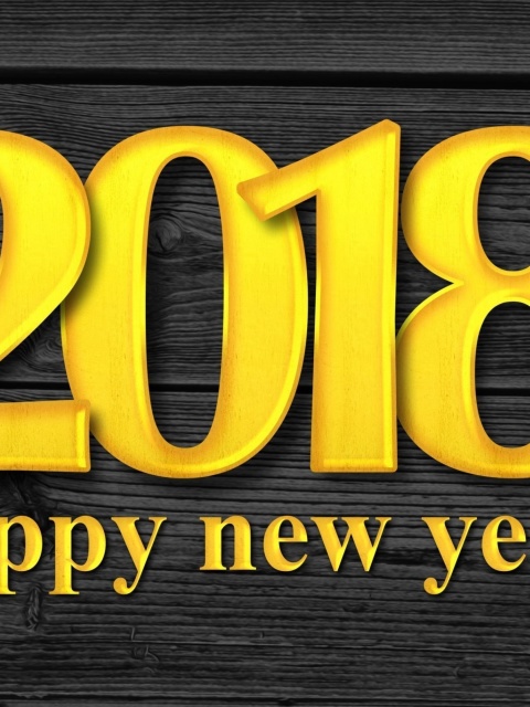 2018 New Year Wooden Texture wallpaper 480x640