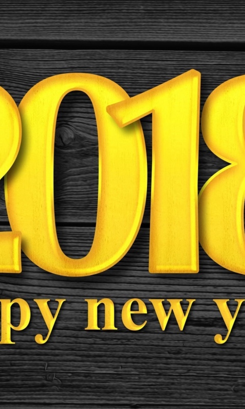 2018 New Year Wooden Texture wallpaper 480x800