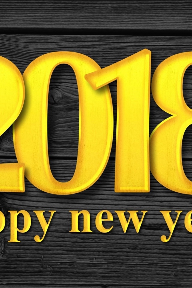 2018 New Year Wooden Texture wallpaper 640x960