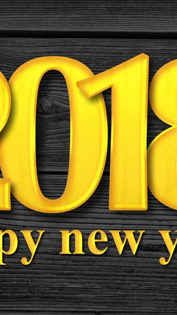 Sfondi 2018 New Year Wooden Texture 750x1334
