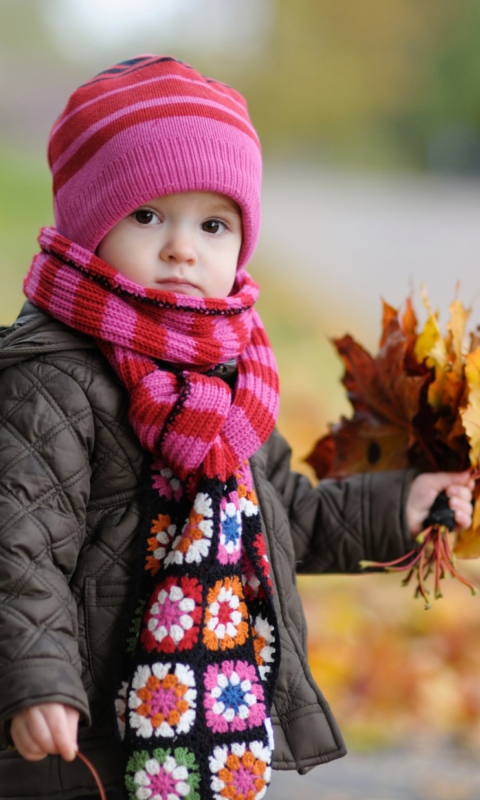 Das Cute Baby In Autumn Wallpaper 480x800