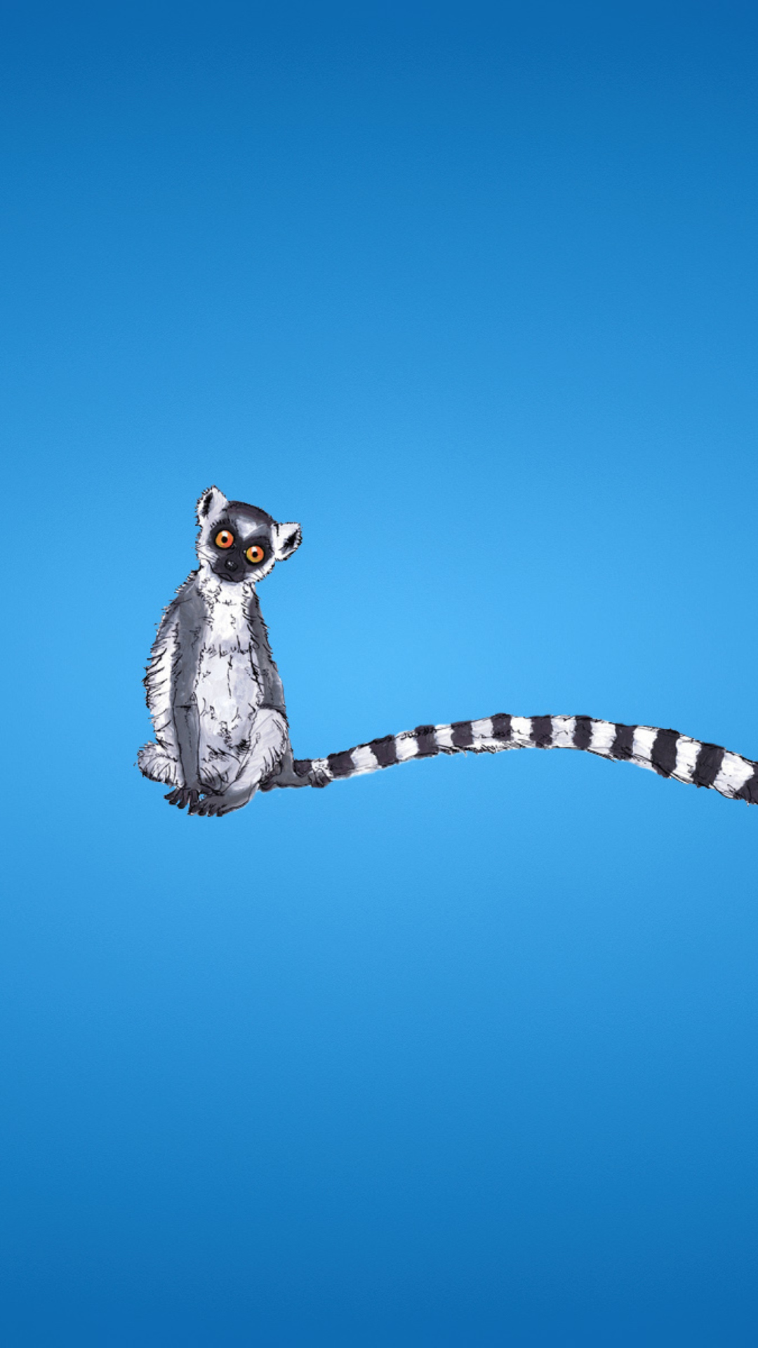 Обои Lemur On Blue Background 1080x1920