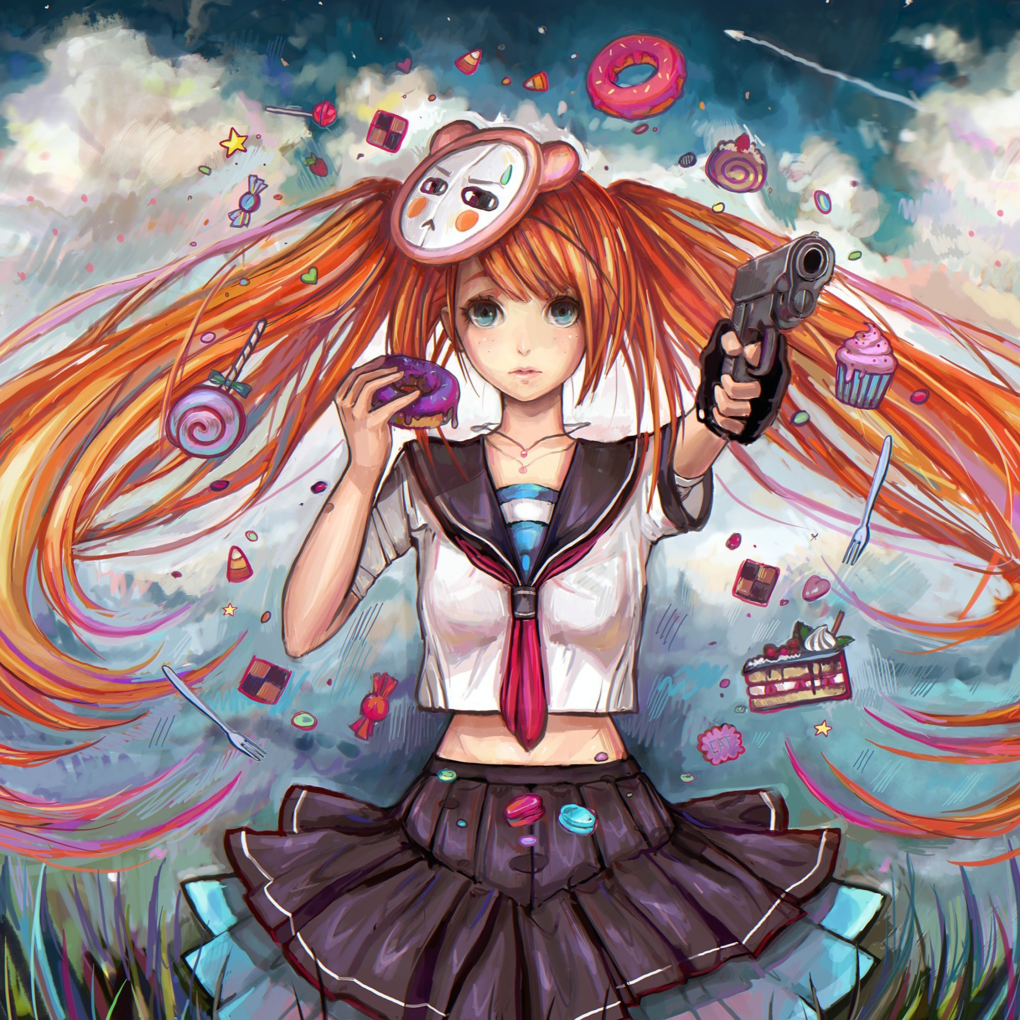 Das Anime Ginger Girl Wallpaper 2048x2048