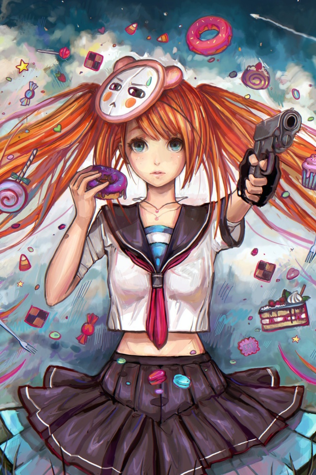 Fondo de pantalla Anime Ginger Girl 640x960