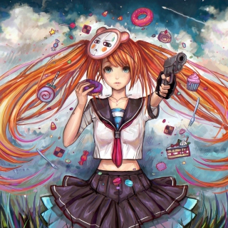 Anime Ginger Girl - Obrázkek zdarma pro 128x128