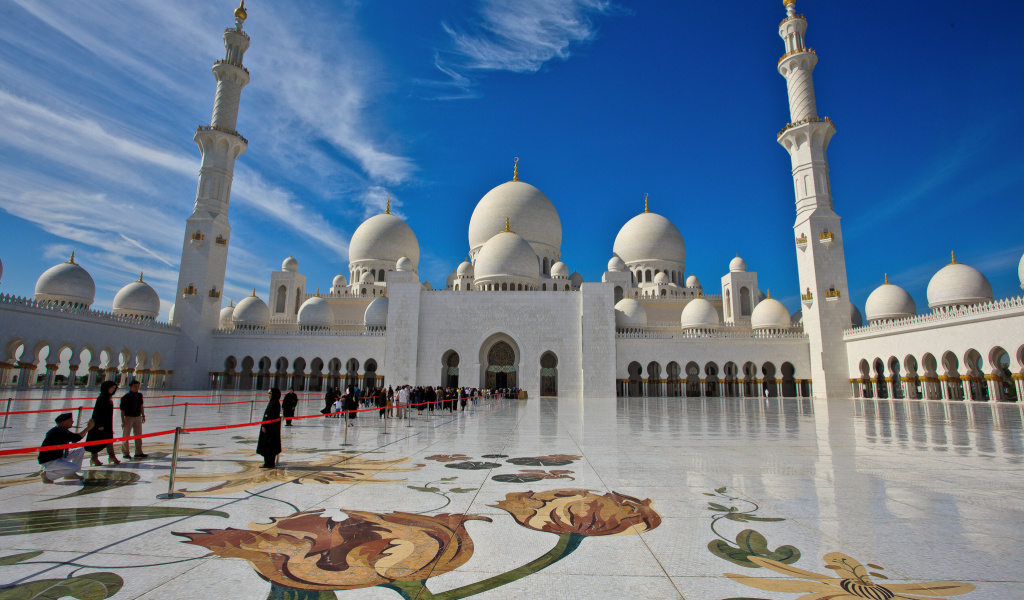 Sheikh Zayed Mosque located in Abu Dhabi wallpaper 1024x600