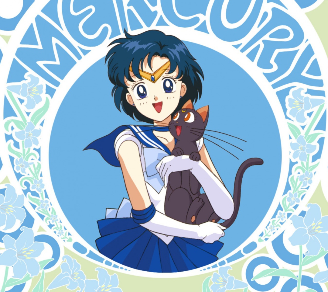Обои Sailor Moon With Cat 1080x960