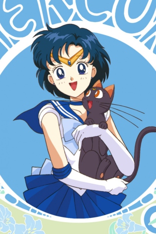 Sfondi Sailor Moon With Cat 320x480