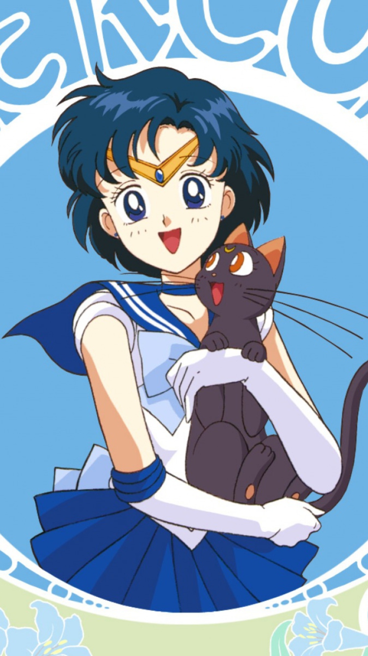 Обои Sailor Moon With Cat 750x1334