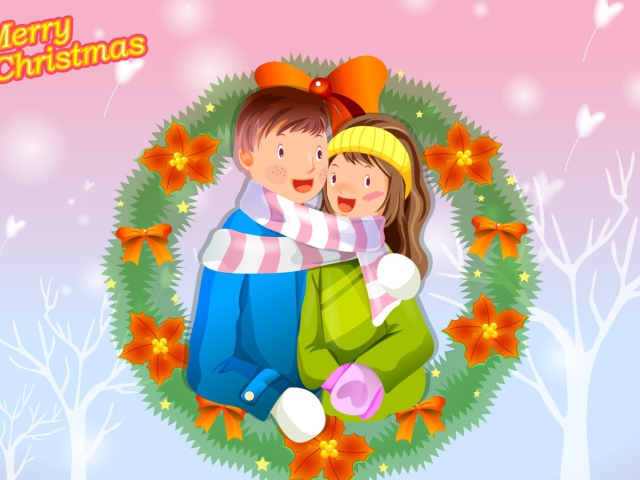 Das Christmas Couple Wallpaper 640x480