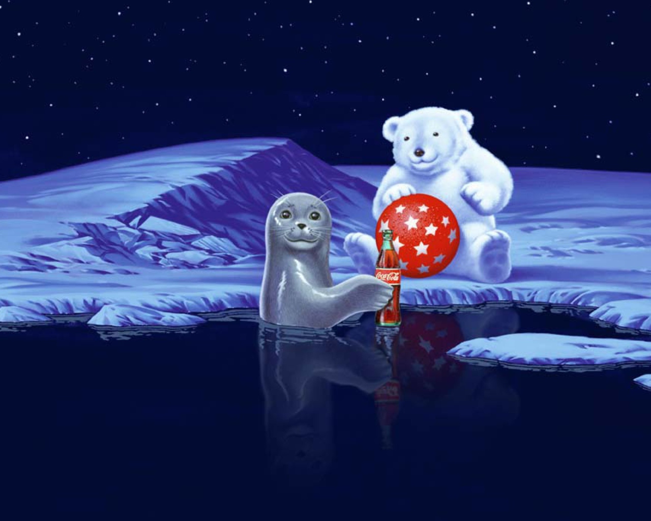 Screenshot №1 pro téma Seal Bear And Cola 1280x1024