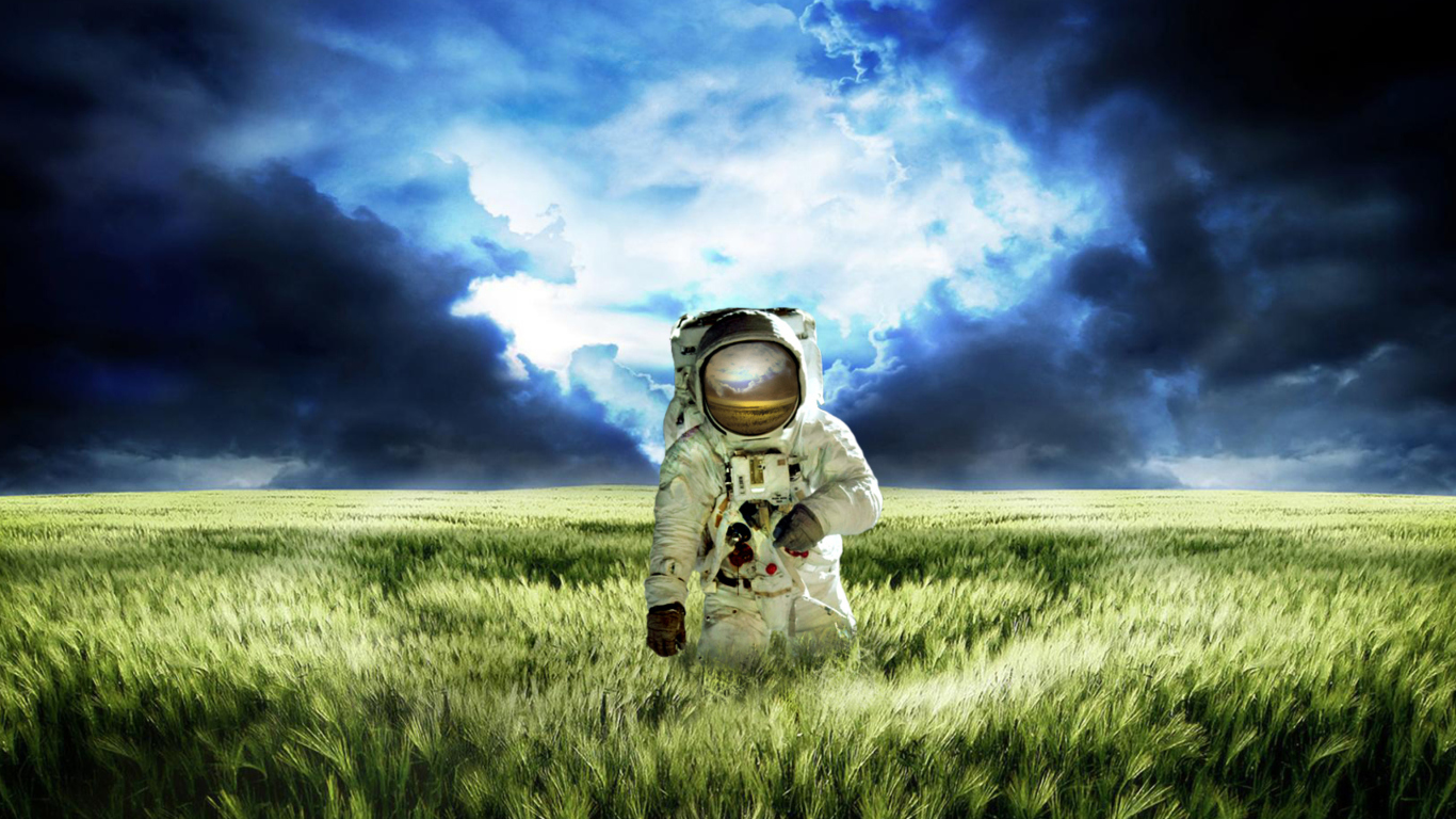 Fondo de pantalla Astronaut On New Planet 1366x768