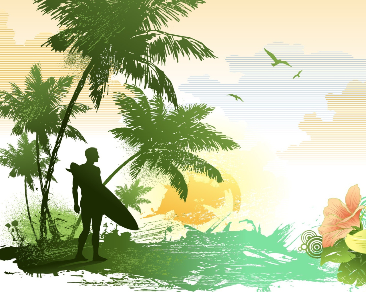 Das Tropical Vector Art Wallpaper 1280x1024