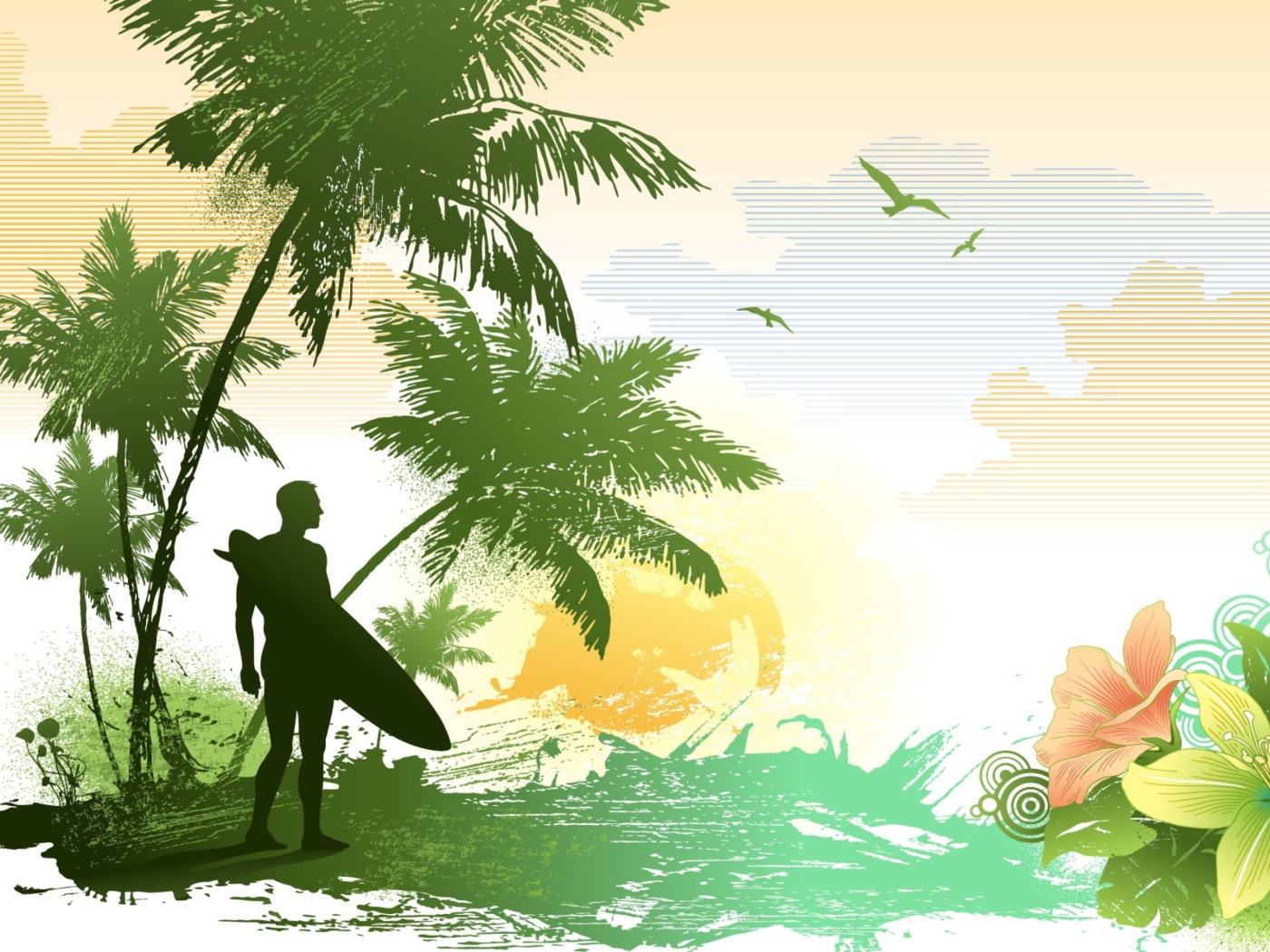 Обои Tropical Vector Art 1400x1050