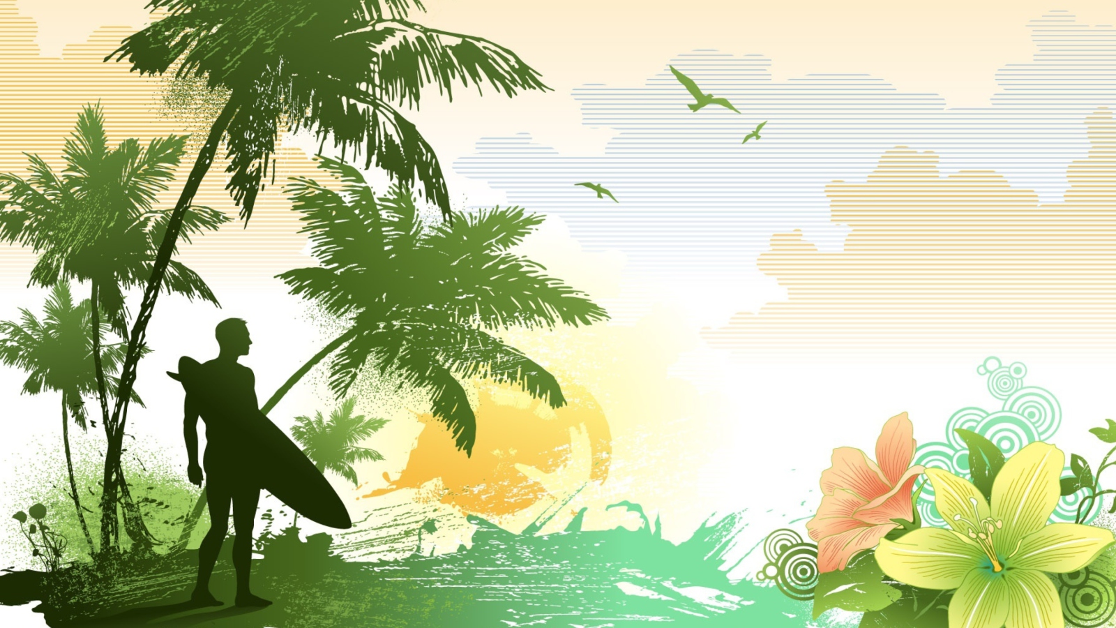 Screenshot №1 pro téma Tropical Vector Art 1600x900