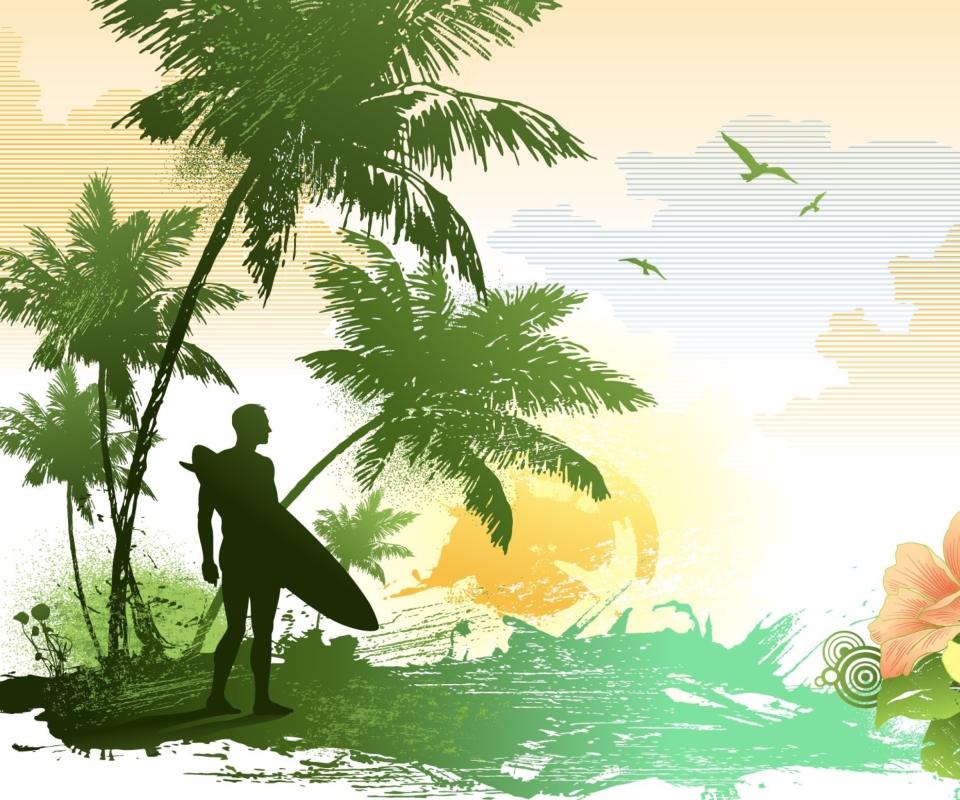 Обои Tropical Vector Art 960x800