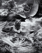 Das Tiger In Storm Wallpaper 176x220
