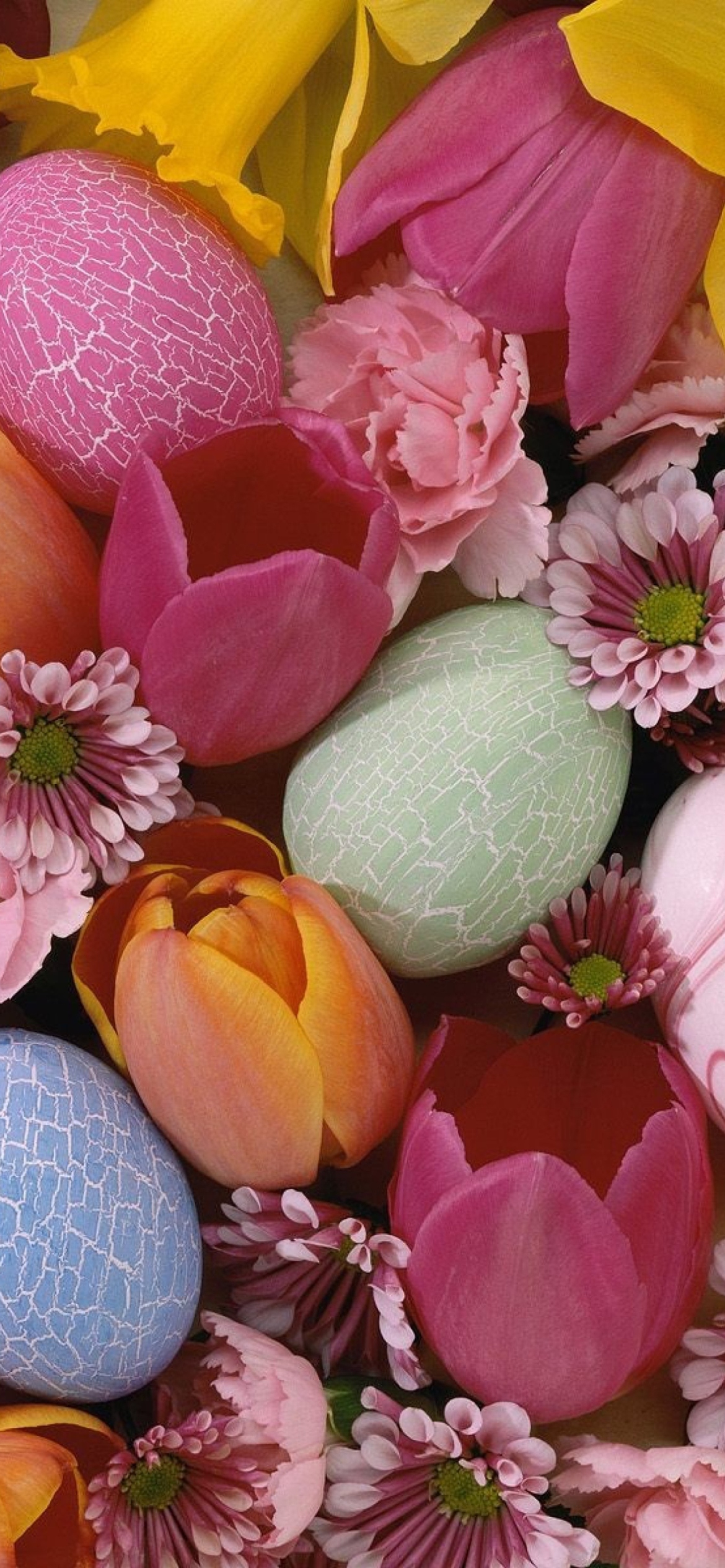 Das Easter Eggs And Flowers Wallpaper 1170x2532