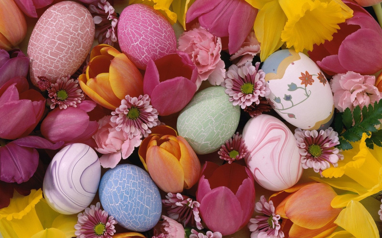 Easter Eggs And Flowers wallpaper 1280x800