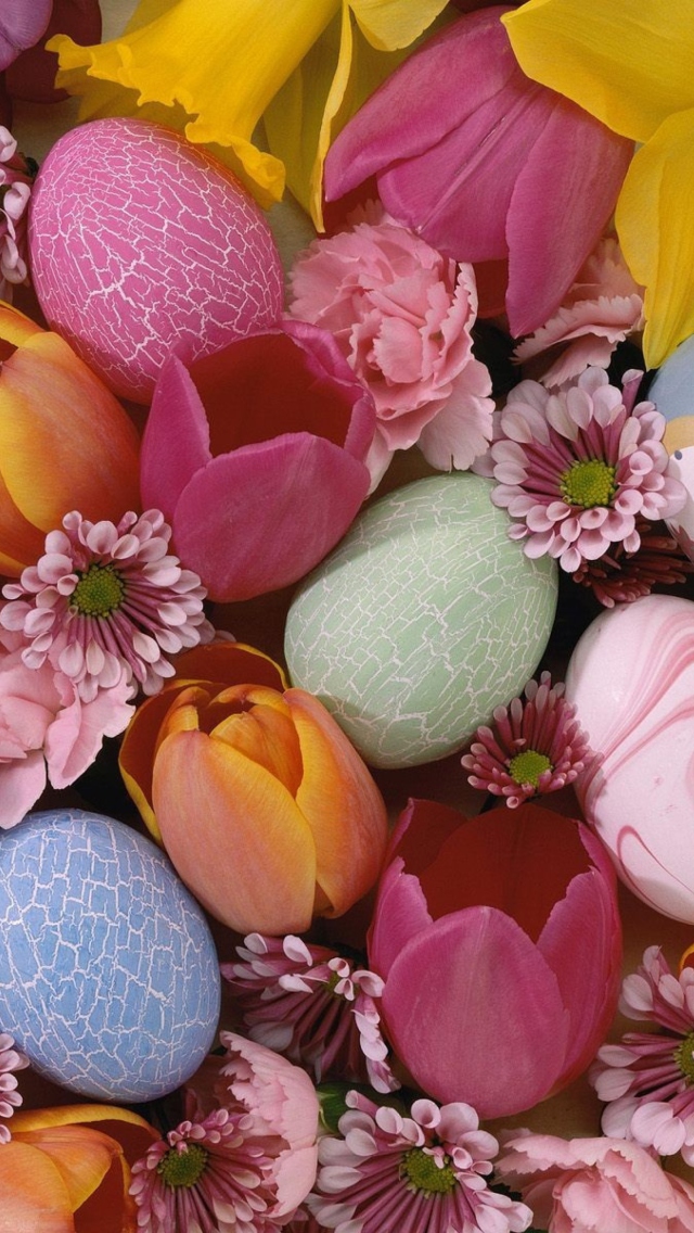 Sfondi Easter Eggs And Flowers 640x1136