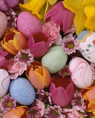 Easter Eggs And Flowers papel de parede para celular para 128x160