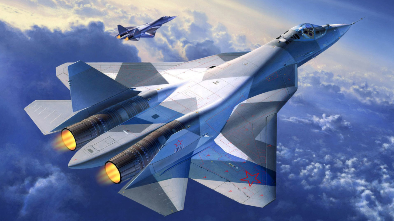 Fondo de pantalla Sukhoi PAK FA Fighter Aircraft 1280x720