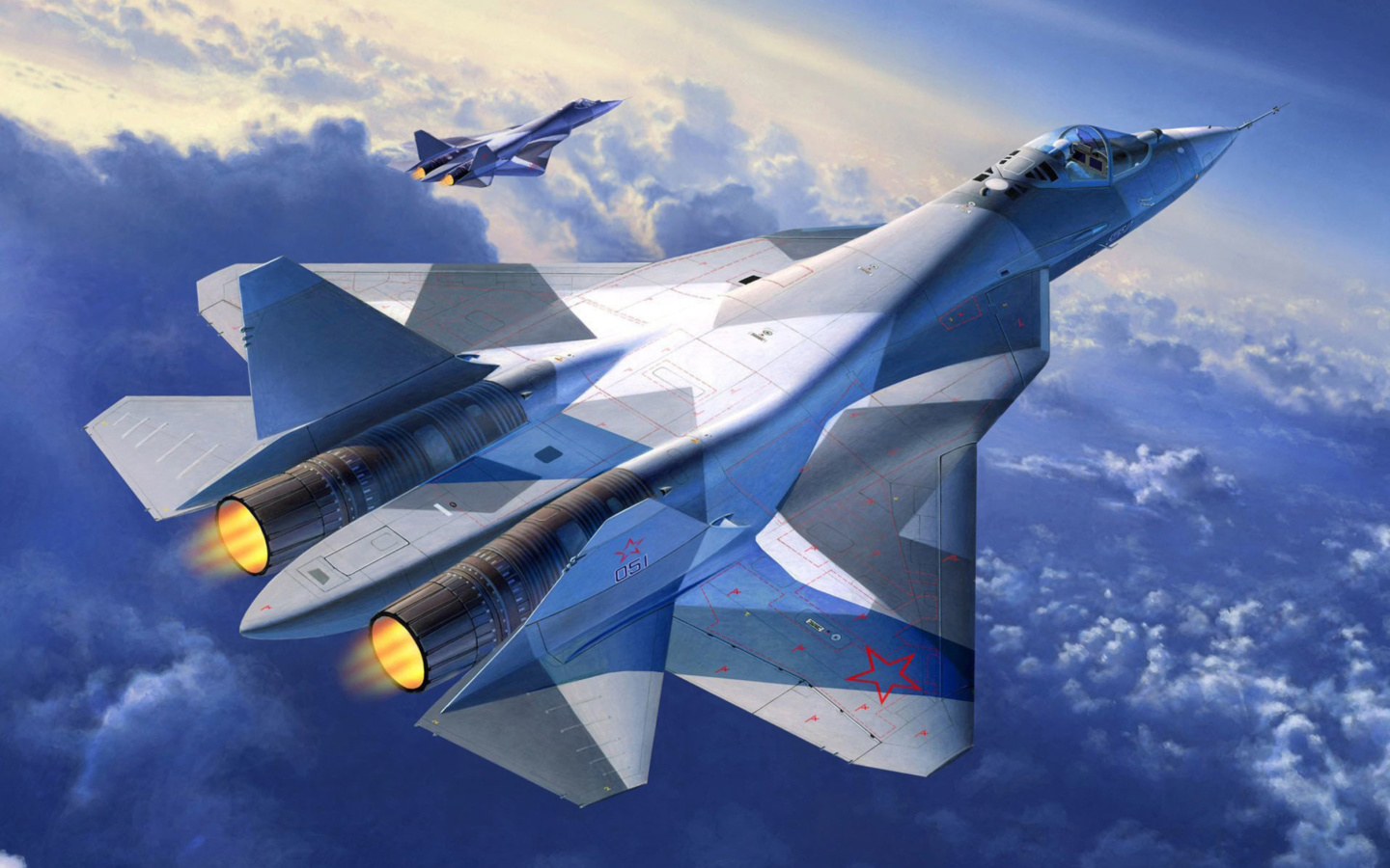 Fondo de pantalla Sukhoi PAK FA Fighter Aircraft 1440x900