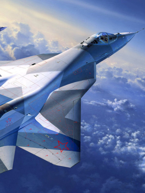 Sukhoi PAK FA Fighter Aircraft wallpaper 480x640