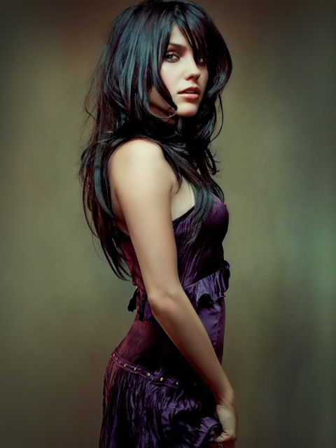 Brunette with beautiful hair wallpaper 480x640