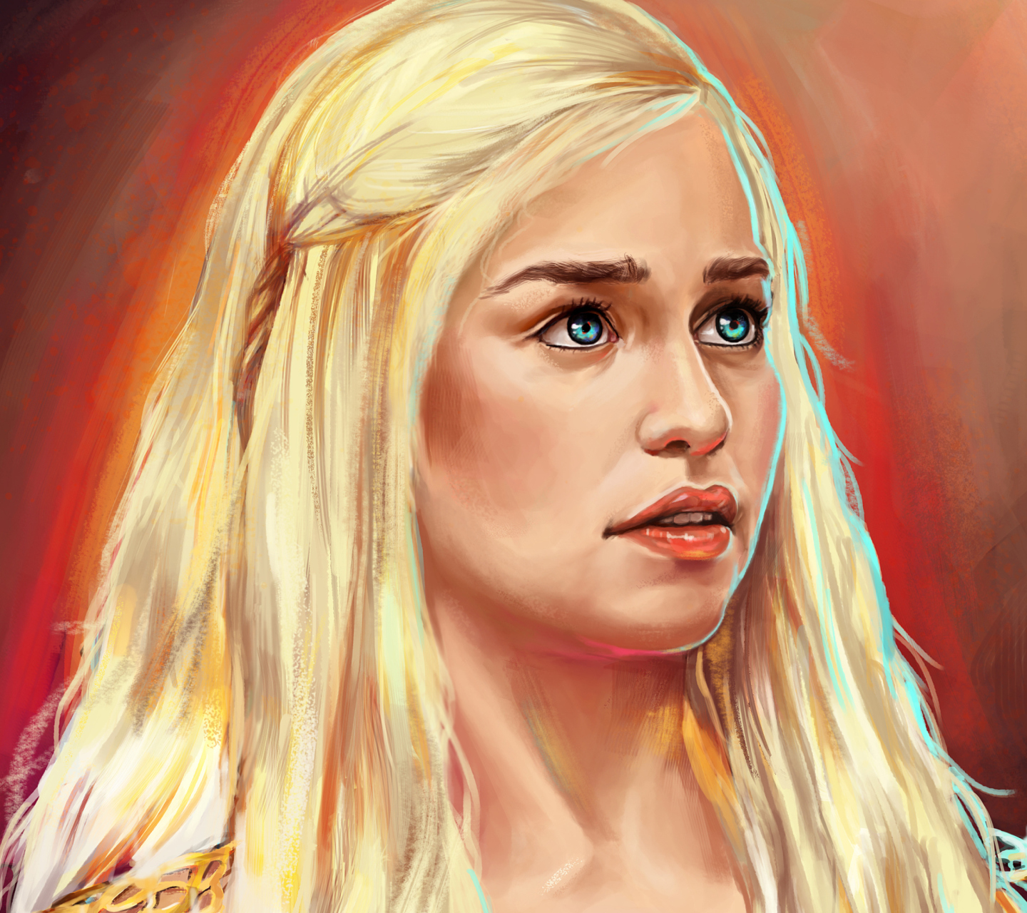 Обои Emilia Clarke Game Of Thrones Painting 1440x1280