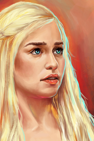 Emilia Clarke Game Of Thrones Painting wallpaper 320x480