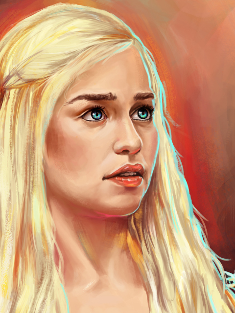 Emilia Clarke Game Of Thrones Painting wallpaper 480x640